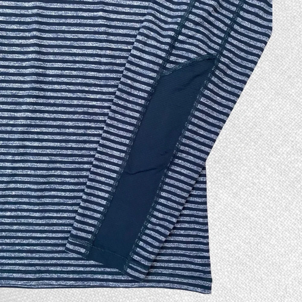 Lululemon Speed Long Sleeve Classic Stripe Heathered Black Iris Blue Size L - Picture 7 of 10